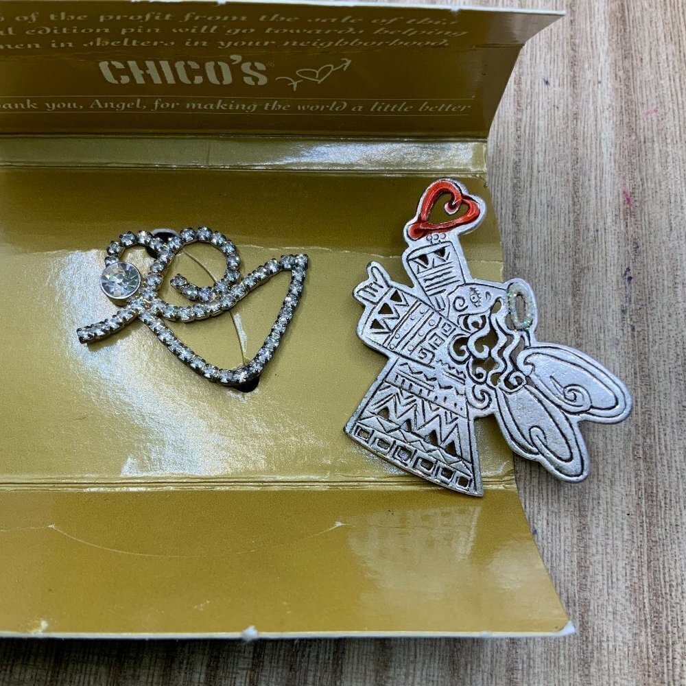 Chico's Angel Pin Silver Tone Brooch Bundle